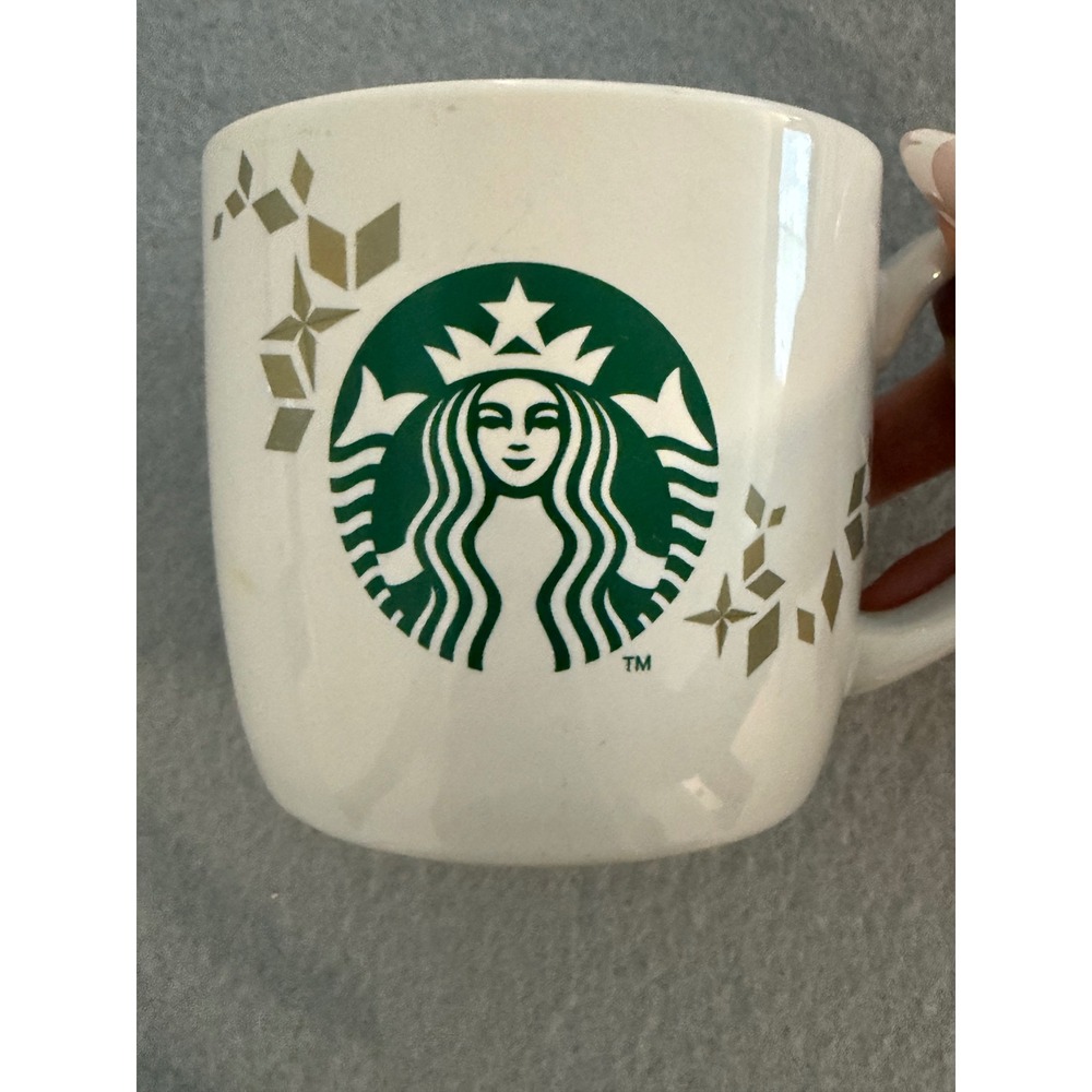 Starbucks 2013 Holiday Collection Coffee Mug 14oz White Gold Siren Logo Ceramic